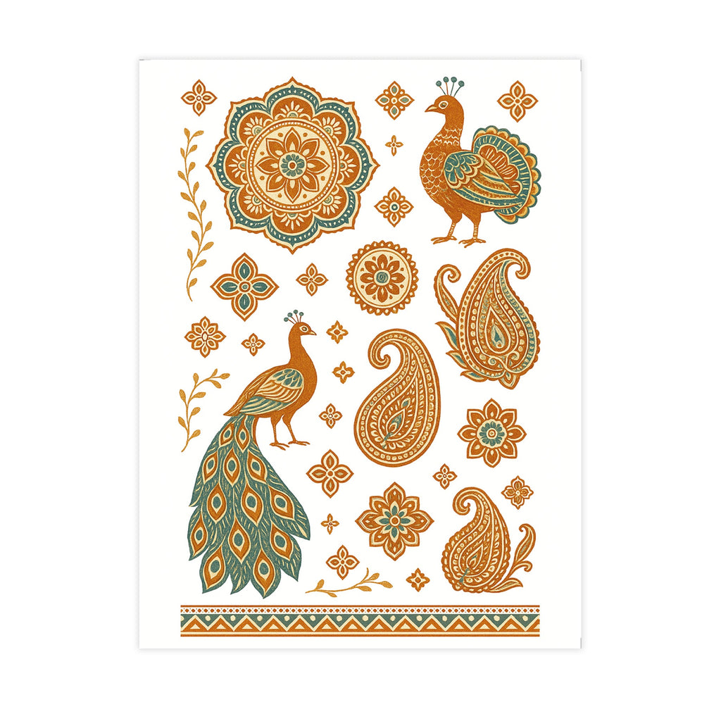Deco Transfer Sheet Ethnic Peacock 9.5inch X 7.5inch 1 Sheet