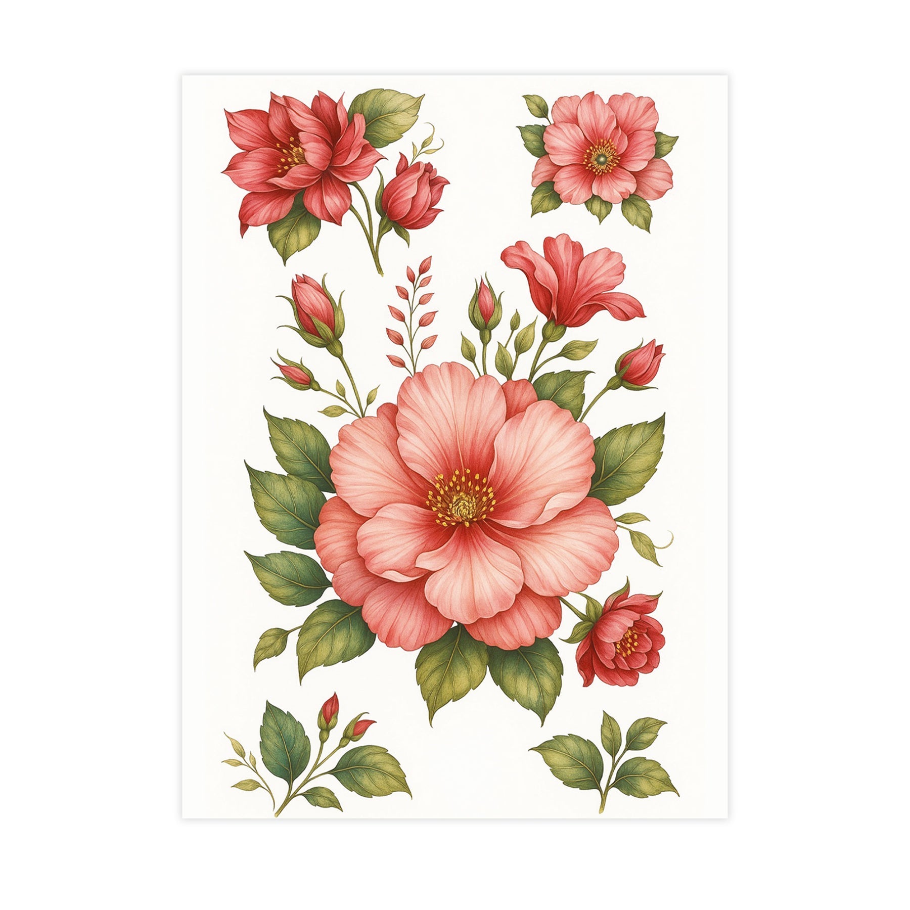 Deco Transfer Sheet Camellia Blossom 9.5inch X 7.5inch 1 Sheet