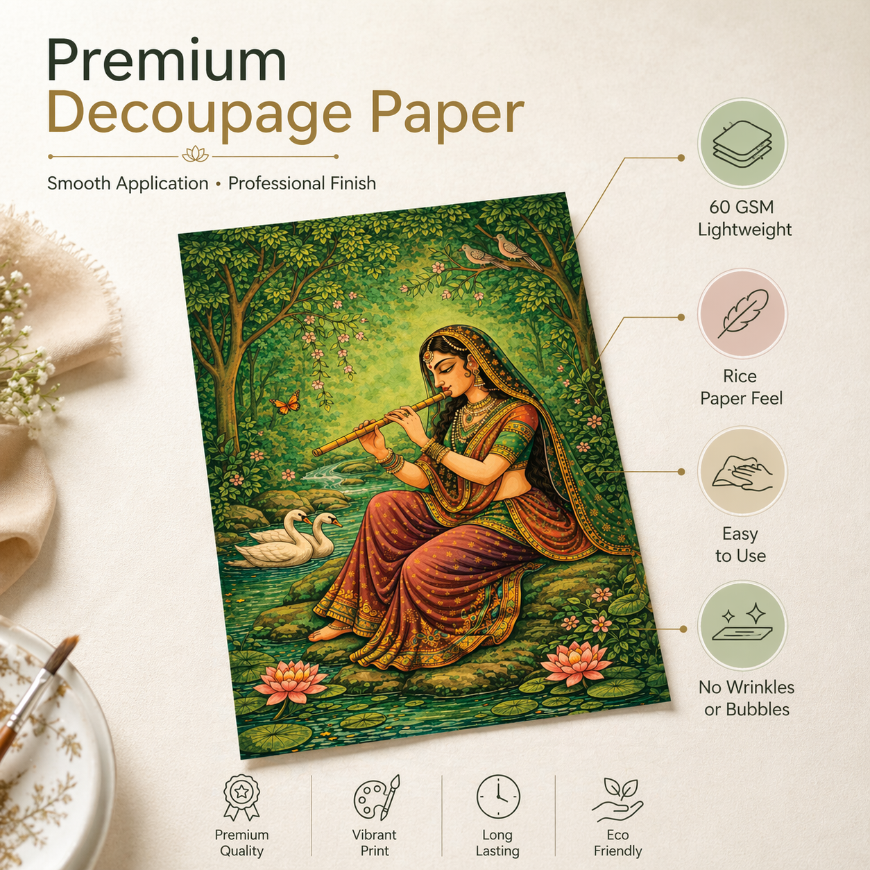 Filament Decoupage Paper Heritage Melody 2 Designs 60GSM A4 2 Sheets