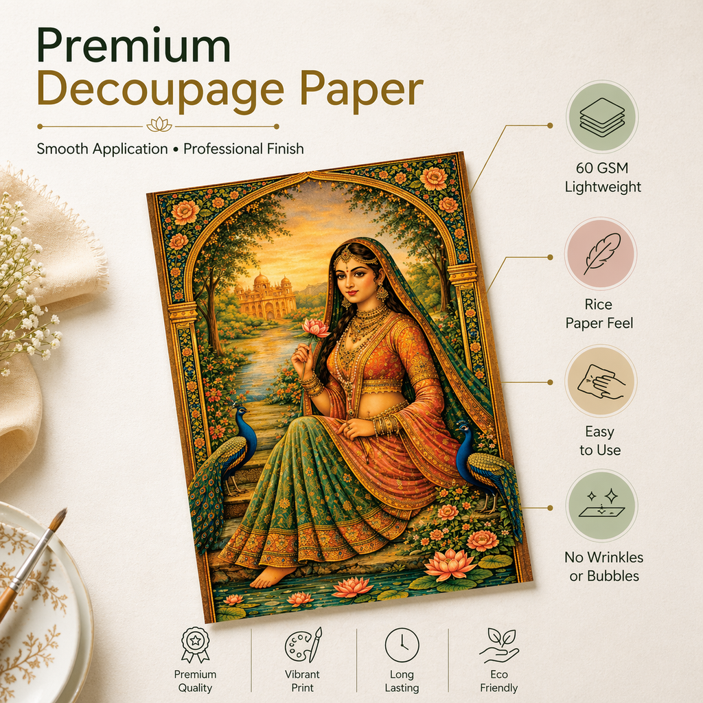 Filament Decoupage Paper Timeless Maharani 2 Designs 60GSM A4 2 Sheets