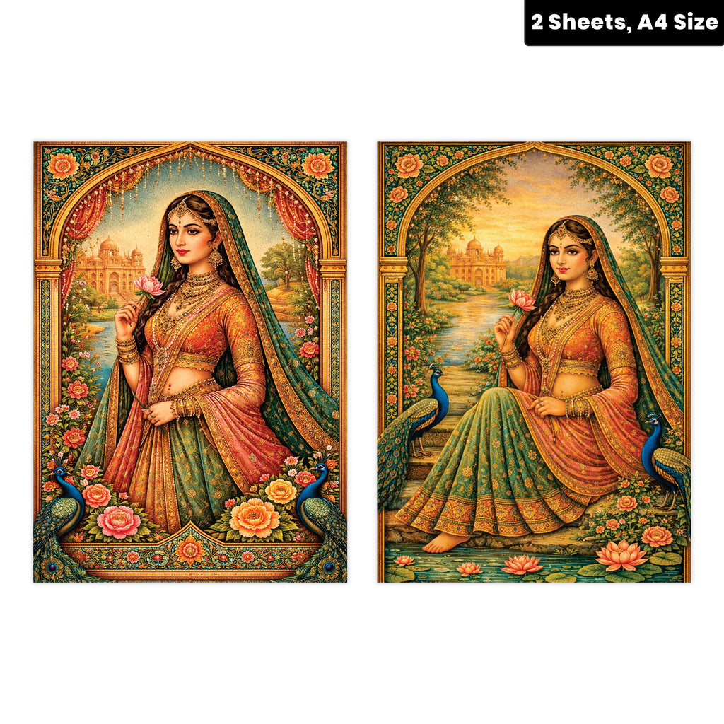 Filament Decoupage Paper Timeless Maharani 2 Designs 60GSM A4 2 Sheets