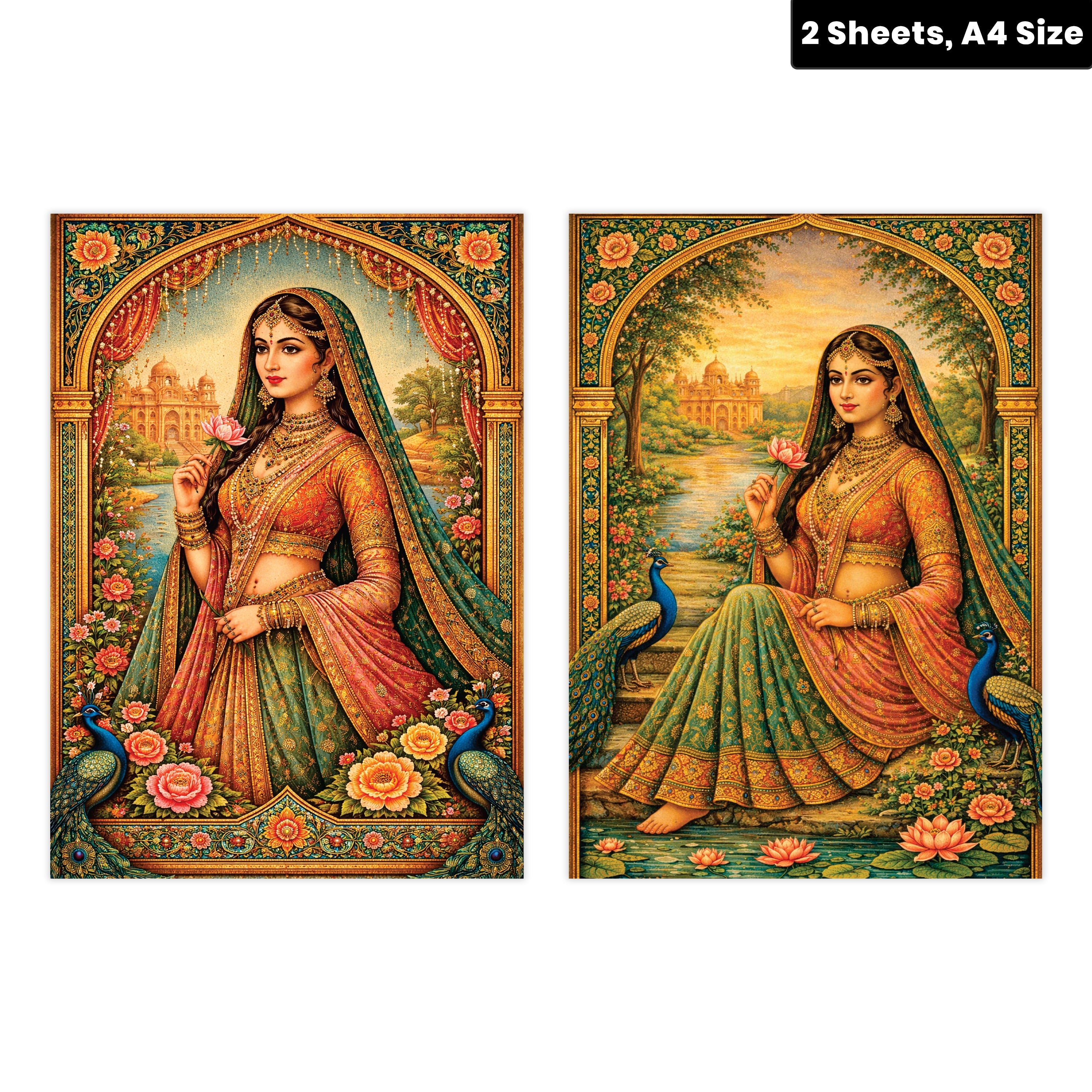 Filament Decoupage Paper Timeless Maharani 2 Designs 60GSM A4 2 Sheets