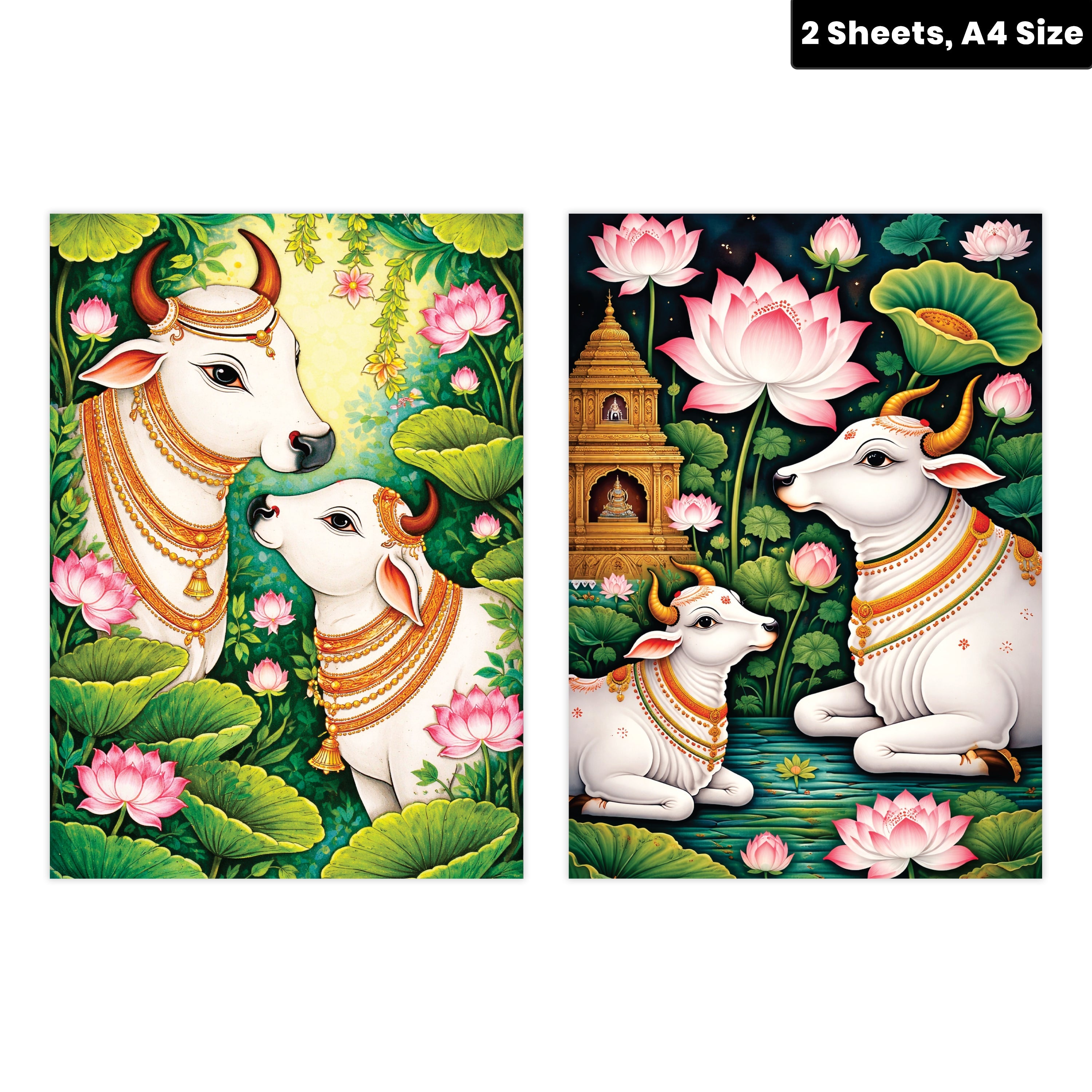 Filament Decoupage Paper Pichwai Pastures 2 Designs 60GSM A4 2 Sheets