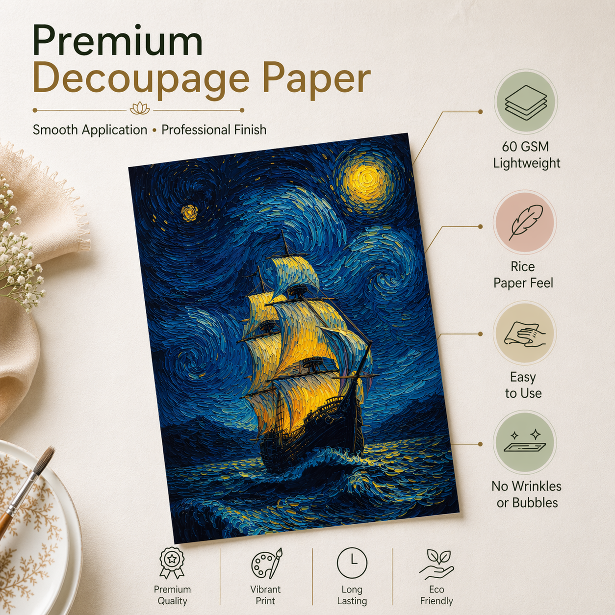 Filament Decoupage Paper Starlight Voyage 2 Designs 60GSM A4 2 Sheets