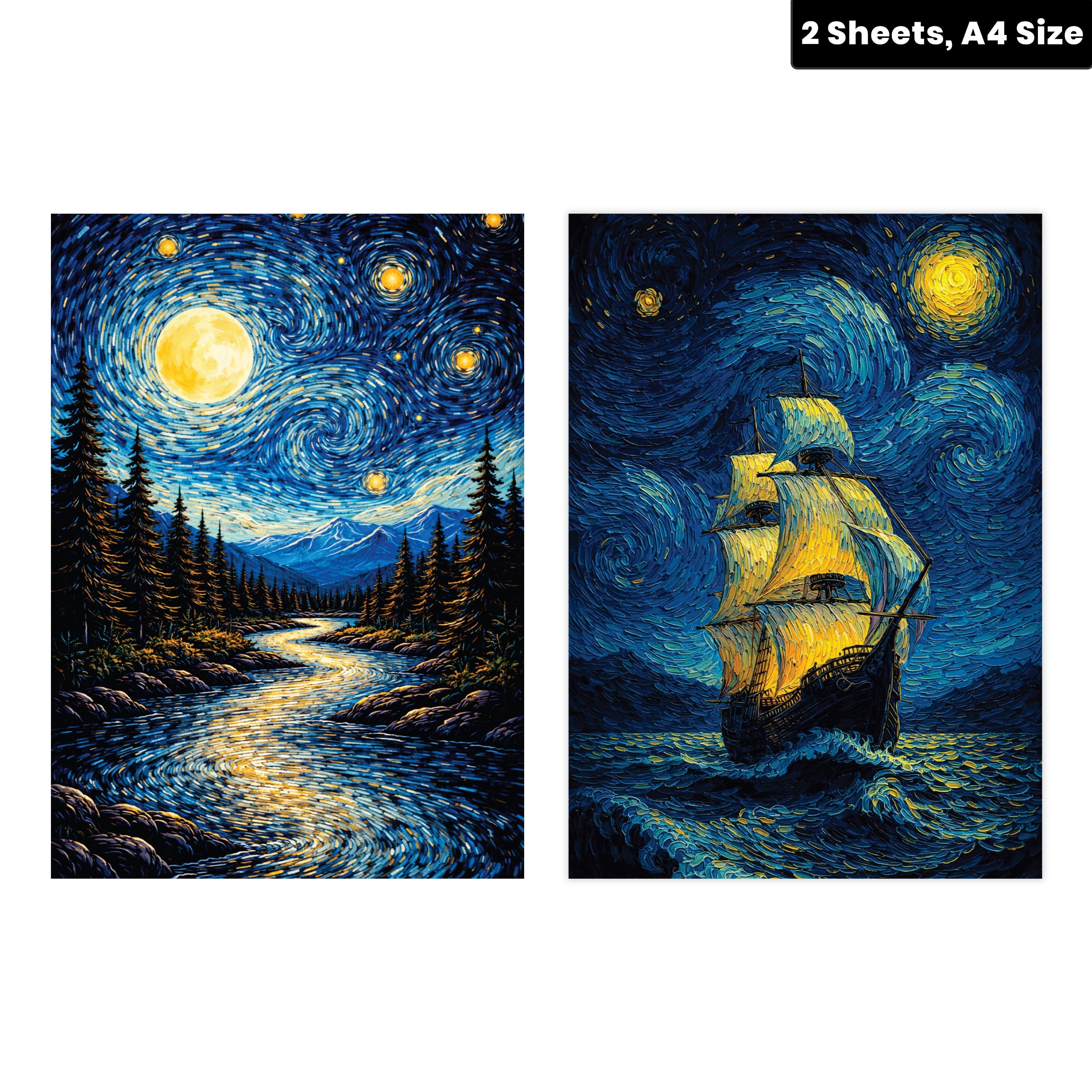 Filament Decoupage Paper Starlight Voyage 2 Designs 60GSM A4 2 Sheets