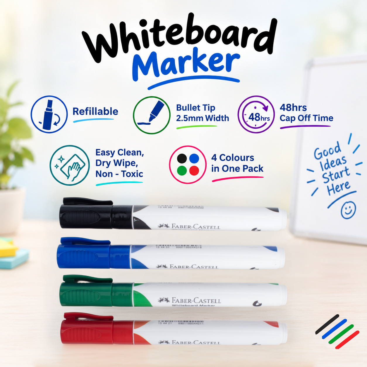 Faber-Castell White Board Marker 4pc
