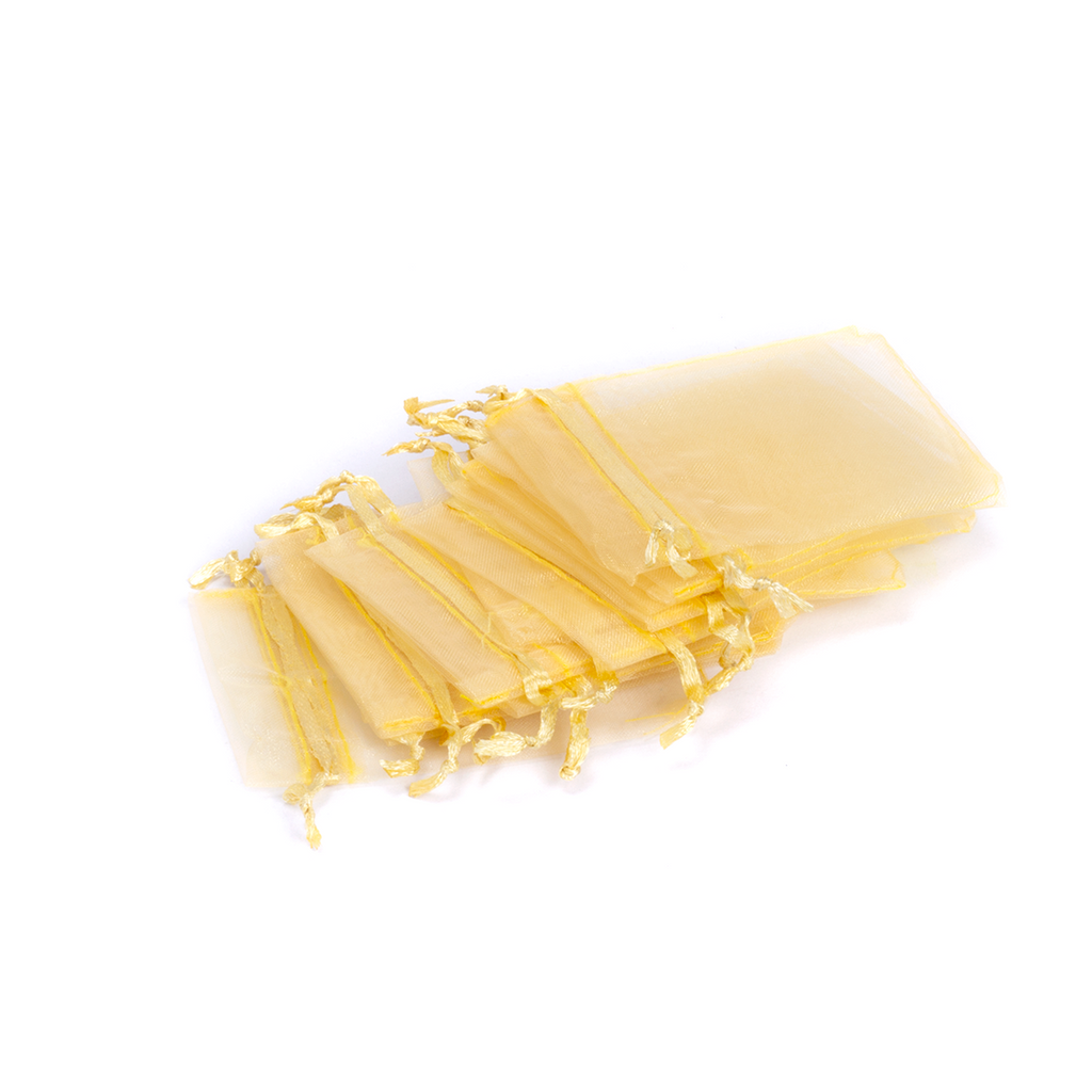 Organza drawstring Gift Bags Gold 7x9cm 12pcs pack
