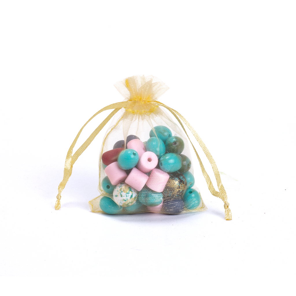 Organza drawstring Gift Bags Gold 7x9cm 12pcs pack
