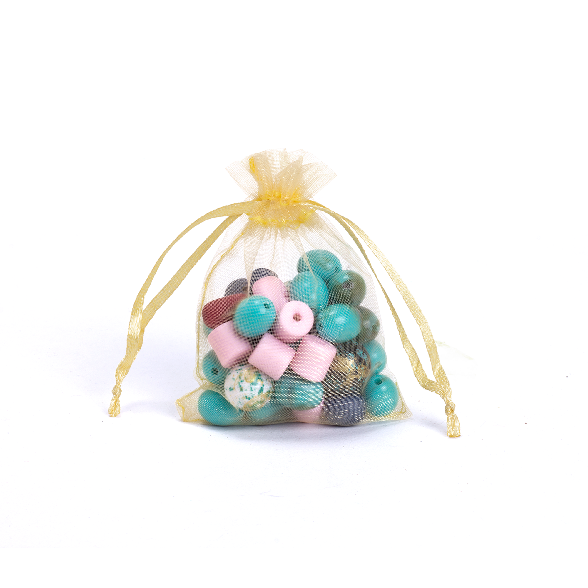 Organza drawstring Gift Bags Gold 7x9cm 12pcs pack