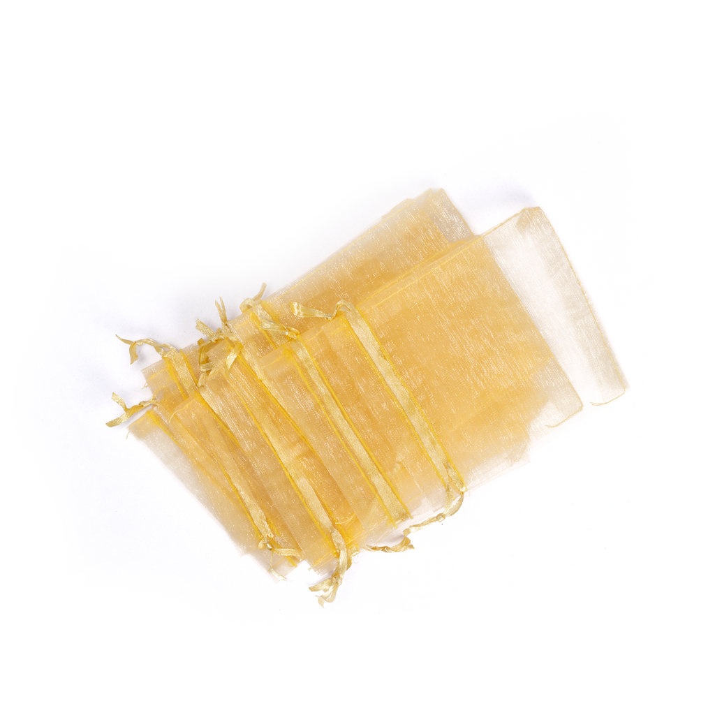 Organza drawstring Gift Bags Gold 10x13cm 12pcs pack