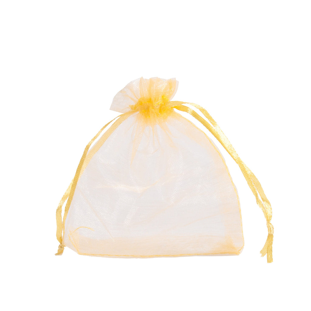 Organza drawstring Gift Bags Gold 10x13cm 12pcs pack