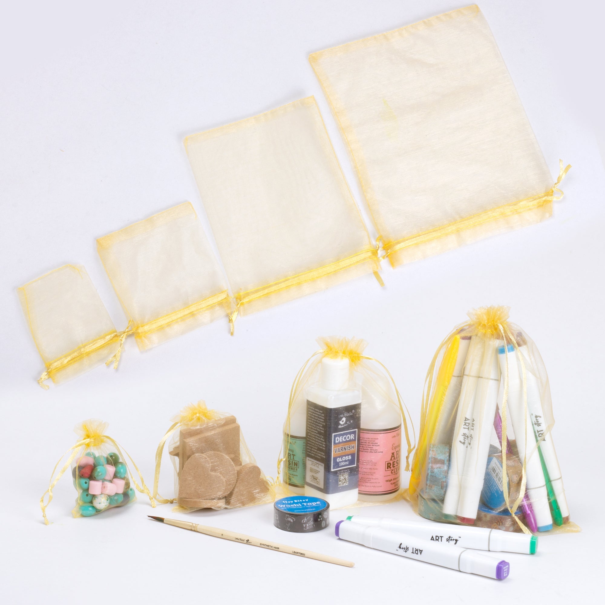 Organza drawstring Gift Bags Gold 10x13cm 12pcs pack
