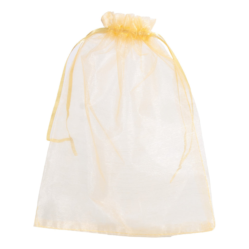 Organza Drawstring Gift Bags Gold 17x23cm 12pcs pack