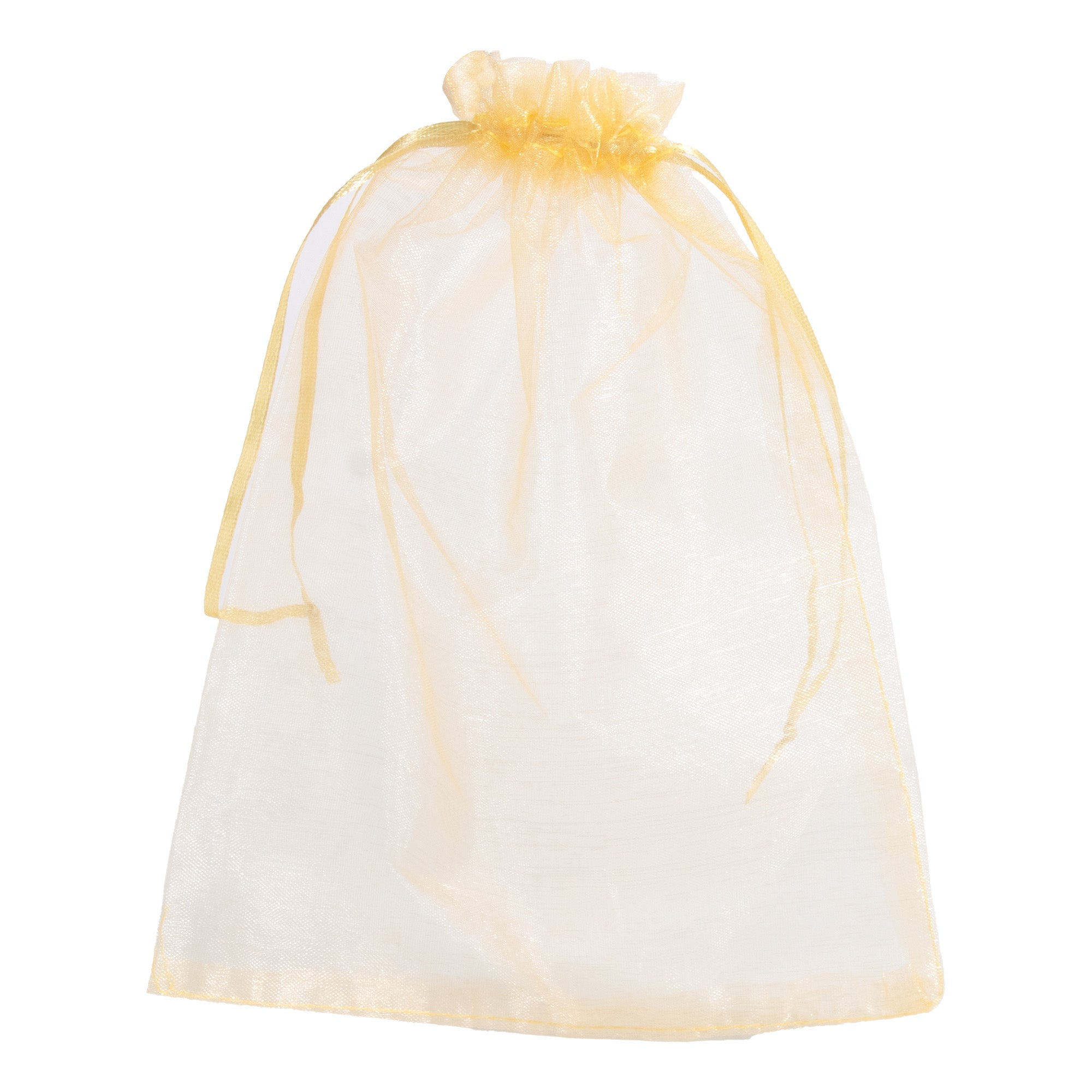 Organza Drawstring Gift Bags Gold 17x23cm 12pcs pack