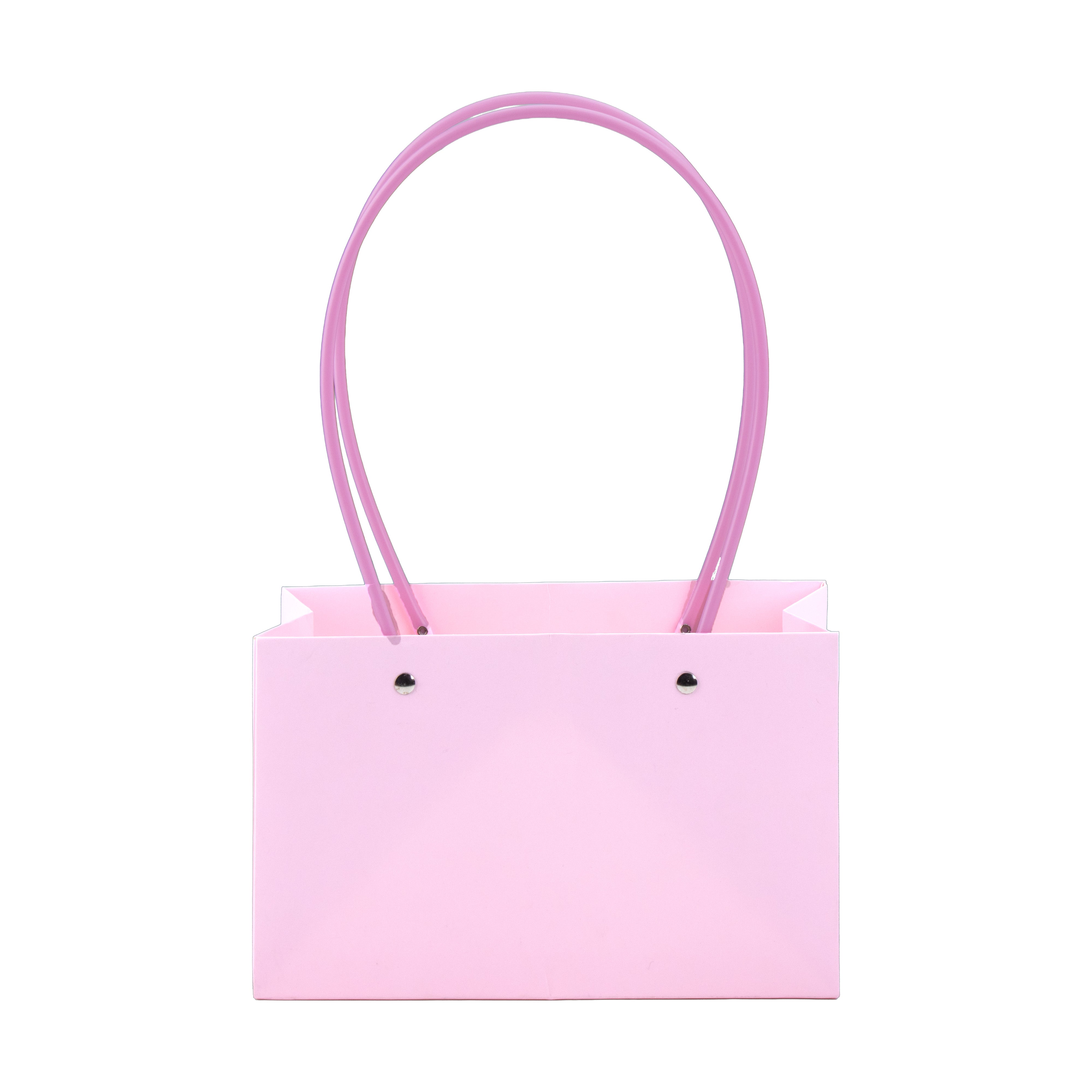 Paper Gift Bag With Straw Handle Baby Pink 8.5x12.5inch 1pc