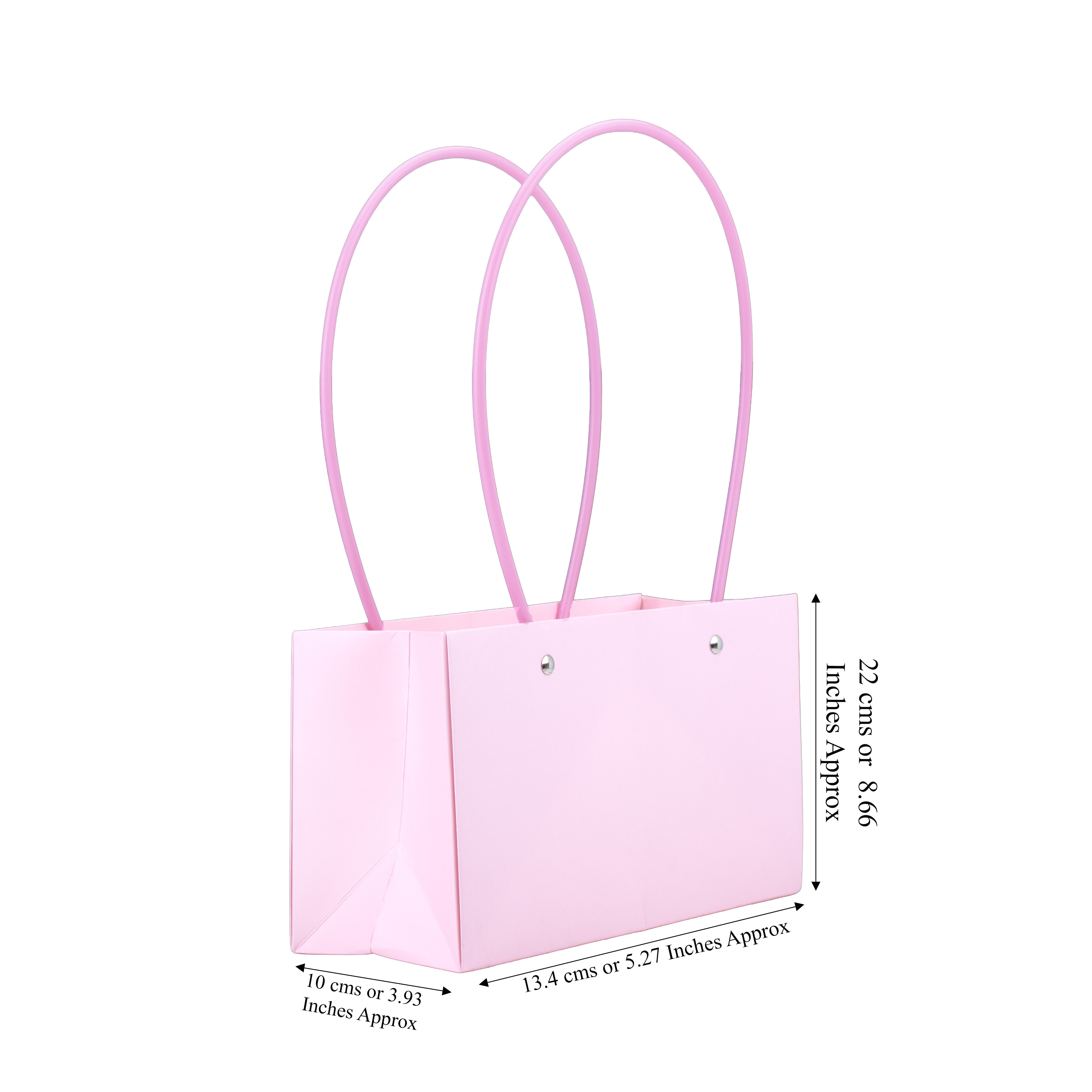 Paper Gift Bag With Straw Handle Baby Pink 8.5x12.5inch 1pc
