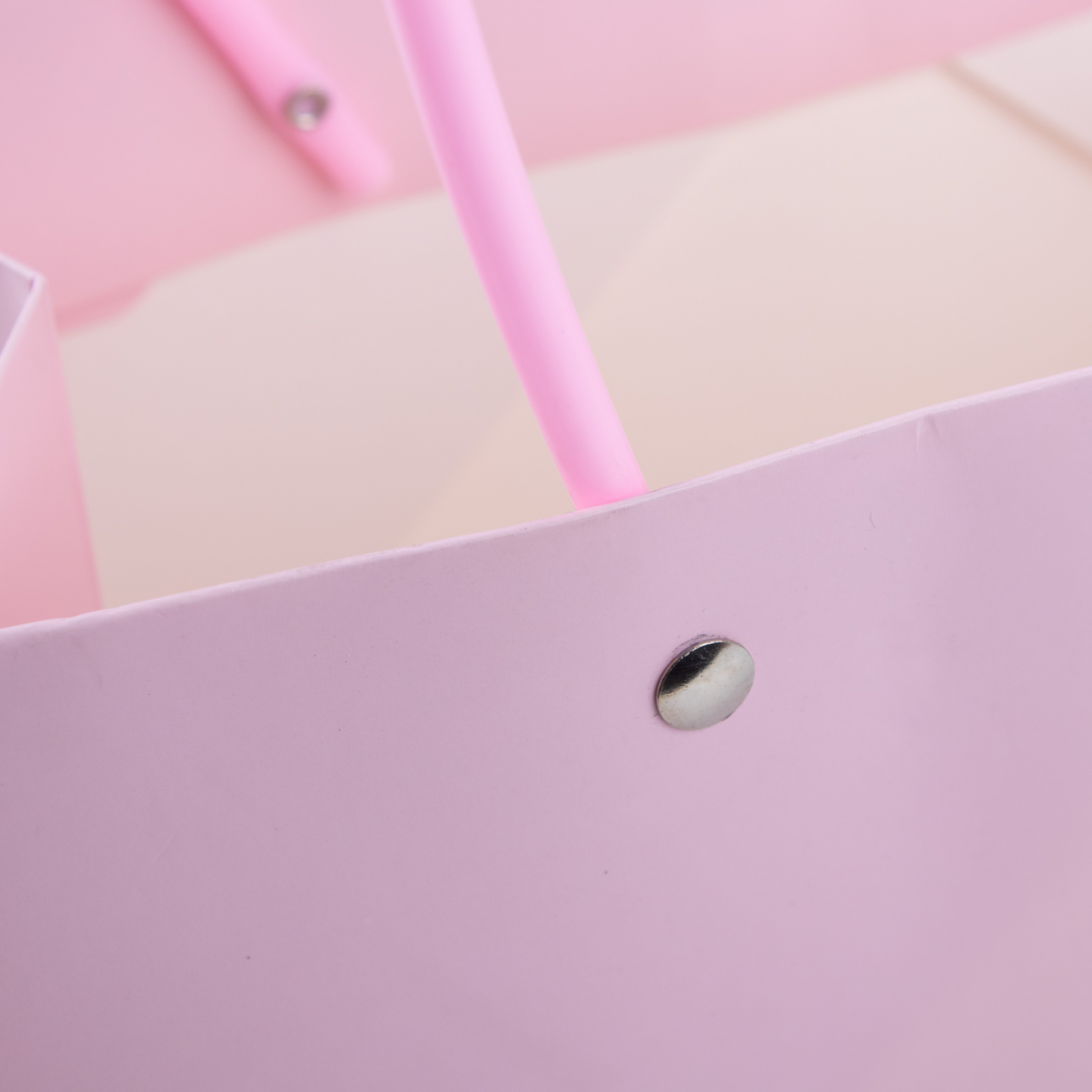 Paper Gift Bag With Straw Handle Baby Pink 8.5x12.5inch 1pc