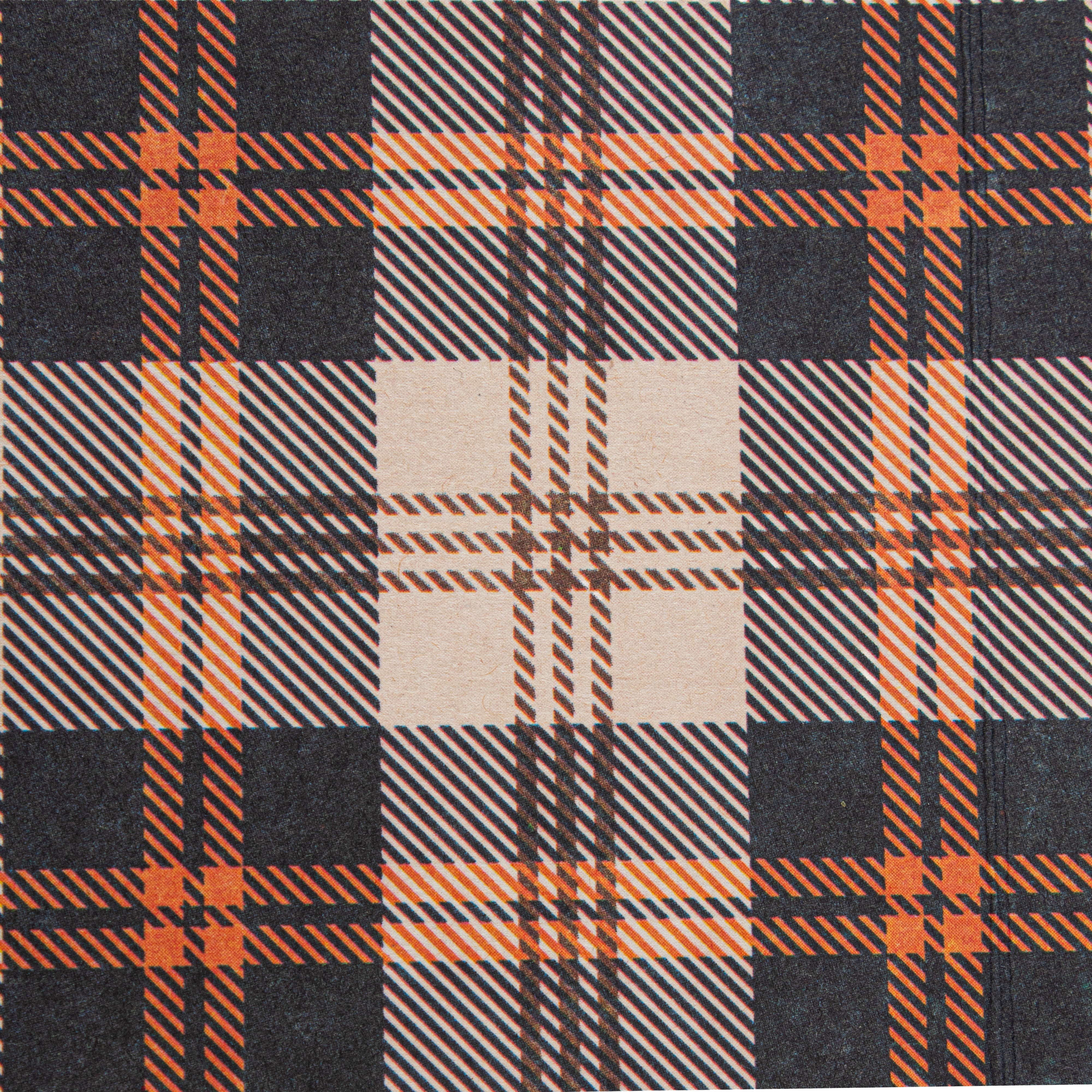 Paper Gift Bag Plaid Brown and Orange 10x8inch 1pc