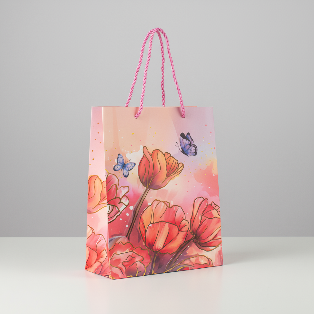 Paper Gift Bag Woodland Rose 18 X 23 X 10cm 1pc
