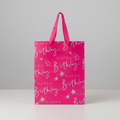 Paper Gift Bag Happy Birthday Pink and silver 18 X 23 X 10cm 1pc