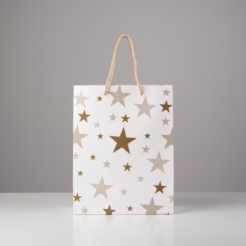 Foil Printed Paper Gift Bag Star 18 X 23 X 10cm 1pc