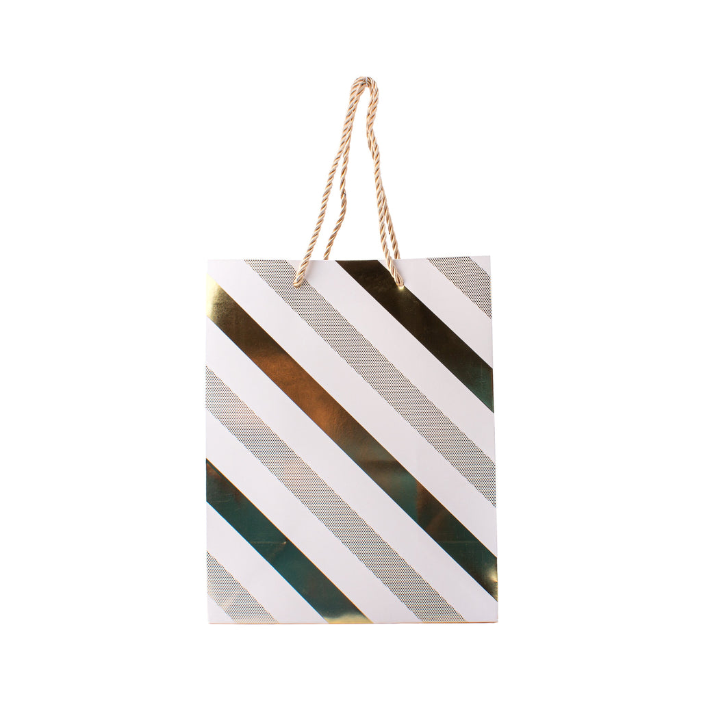 Foil Printed Paper Gift Bag Stripe 18 X 23 X 10cm 1pc
