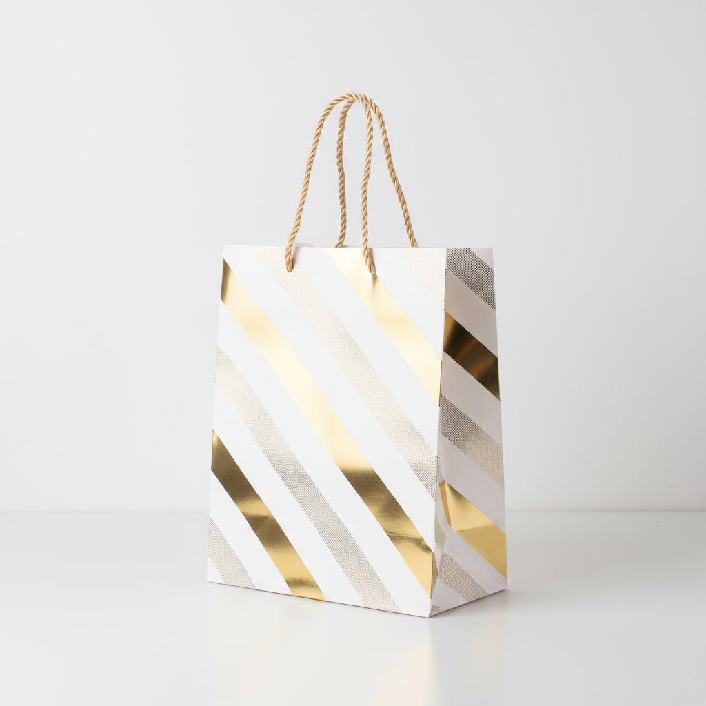 Foil Printed Paper Gift Bag Stripe 18 X 23 X 10cm 1pc