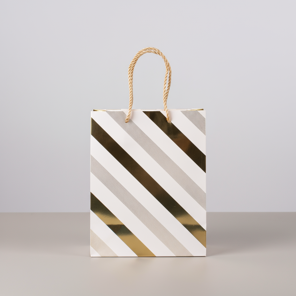 Foil Printed Paper Gift Bag Stripe 18 X 23 X 10cm 1pc
