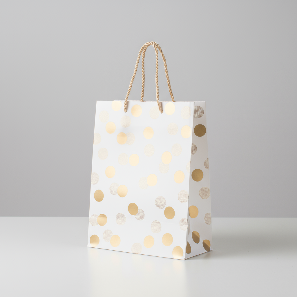 Foil Printed Paper Gift Bag Polka Dot 26 X 32 X 10cm 1pc