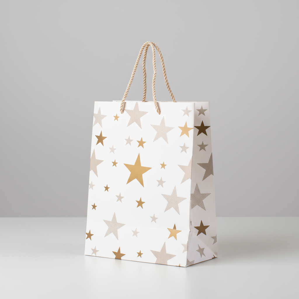 Foil Printed Paper Gift Bag Stars 31 X 42 X 12cm 1pc