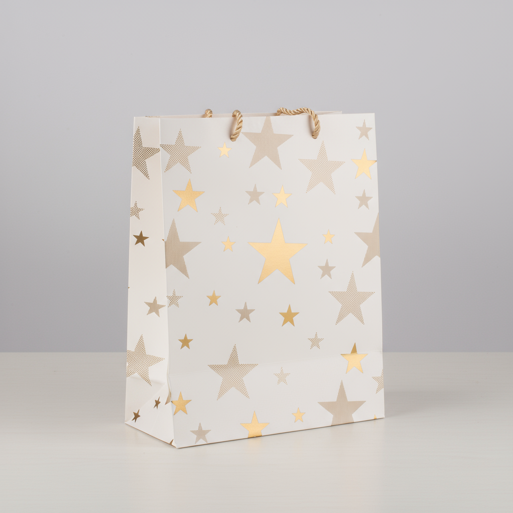 Foil Printed Paper Gift Bag Stars 31 X 42 X 12cm 1pc