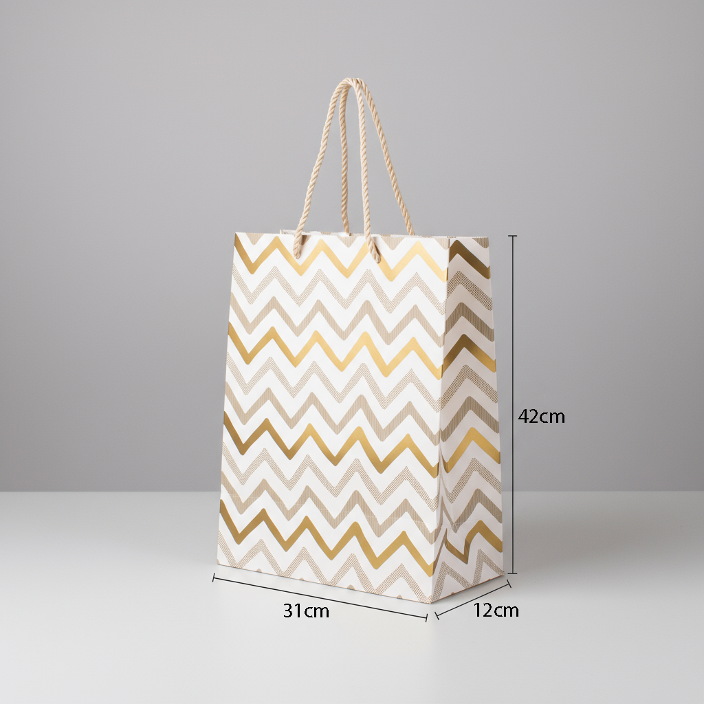 Foil Printed Paper Gift Bag Waves 31 X 42 X 12cm 1pc