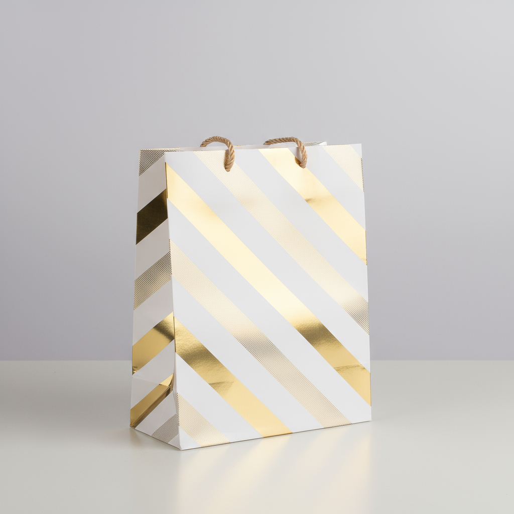 Foil Printed Paper Gift Bag Stripes 31 X 42 X 12cm 1pc