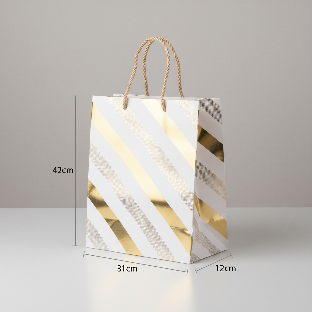 Foil Printed Paper Gift Bag Stripes 31 X 42 X 12cm 1pc