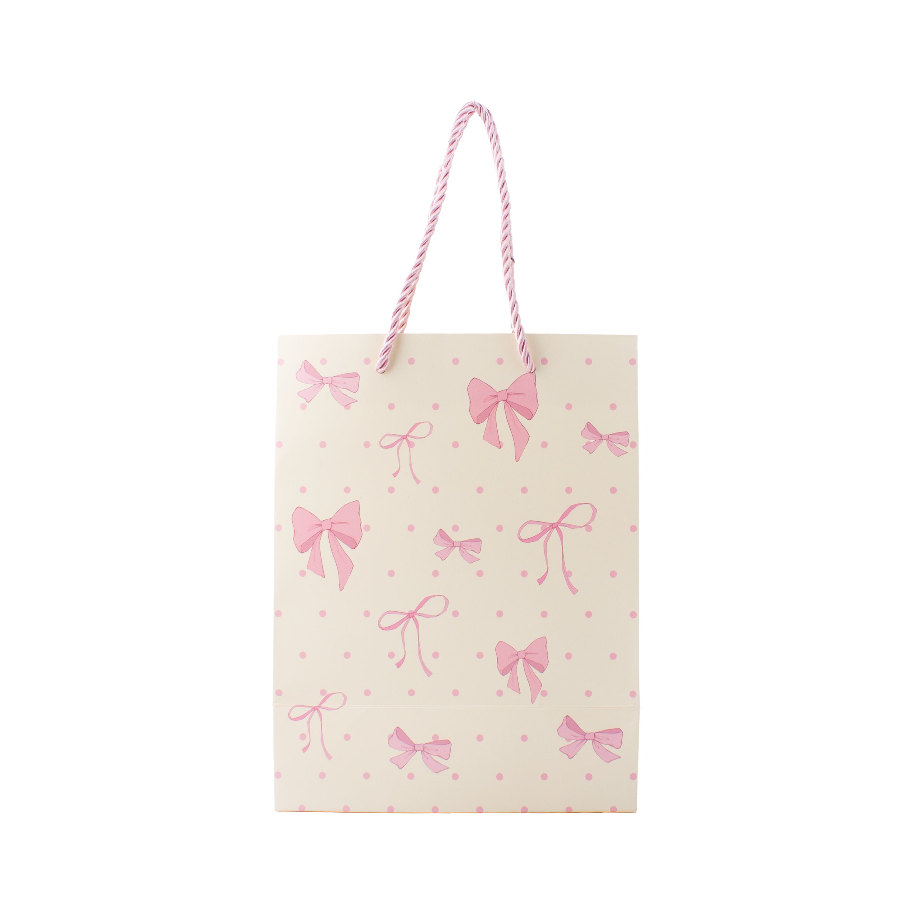 Paper Gift Bag Pink Dot with Pink Bow 32 X 26 X 12cm 1pc