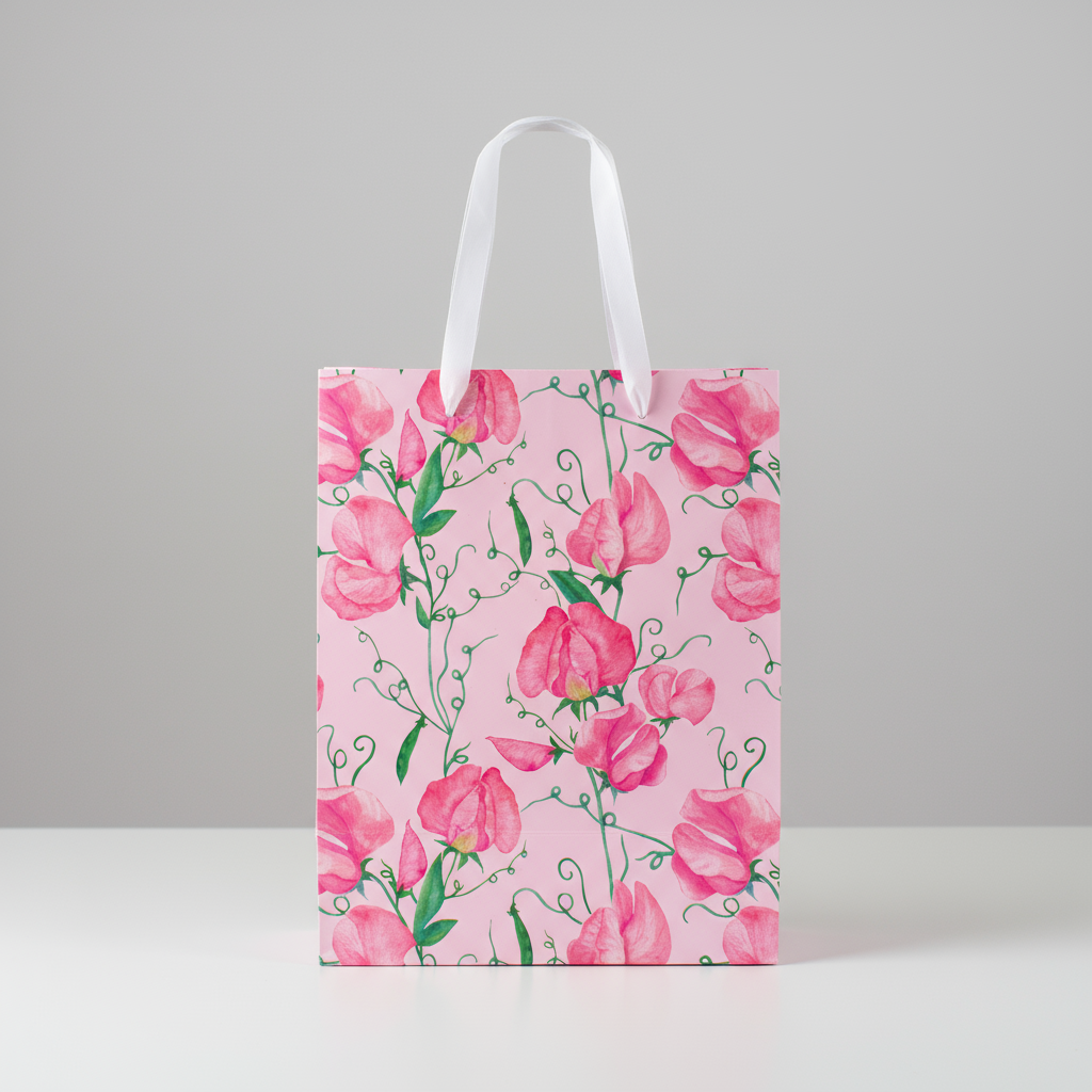 Paper Gift Bag Sweet Pea Blossom 23 X 18 X 10cm 1pc