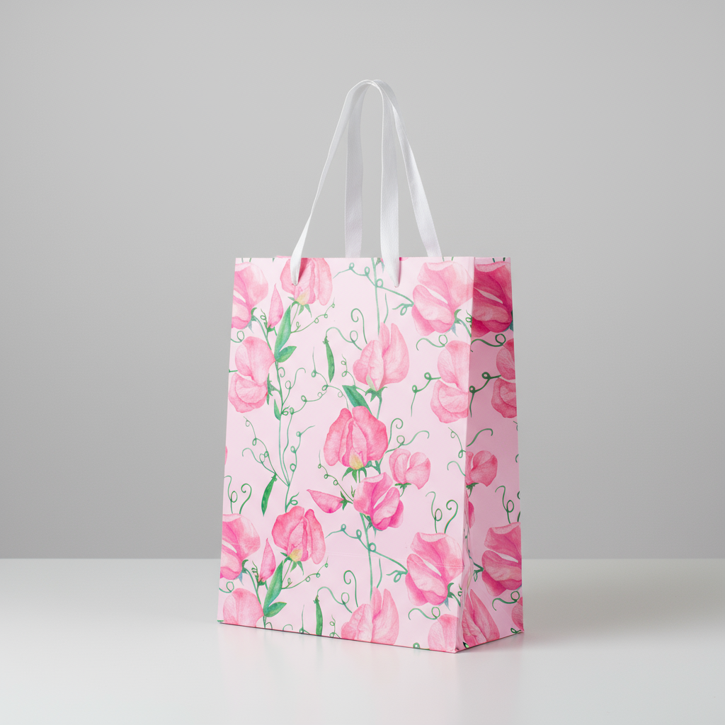 Paper Gift Bag Sweet Pea Blossom 32 X 26 X 12cm 1pc