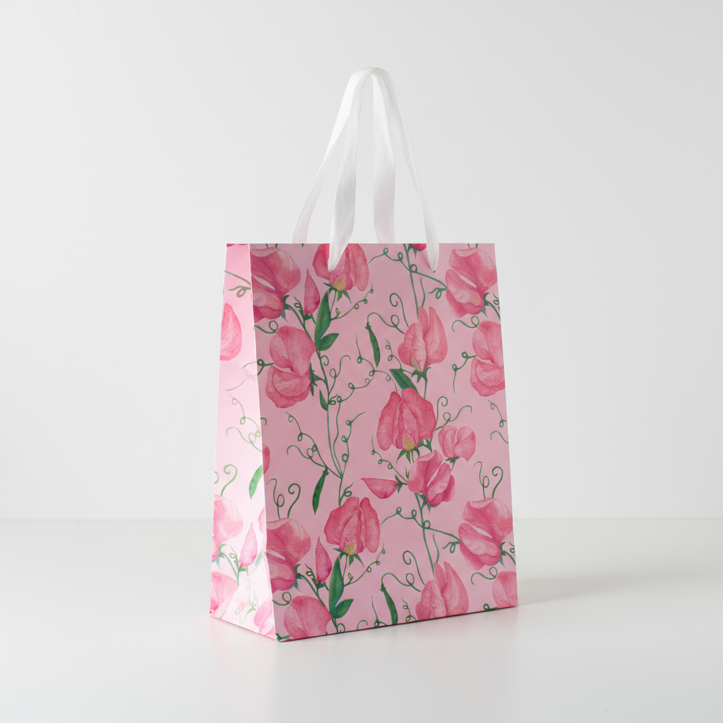 Paper Gift Bag Sweet Pea Blossom 32 X 26 X 12cm 1pc
