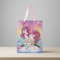 3D Glitter Paper Gift Bag Unicorn Magical Pink 23 X 18 X 10cm 1pc