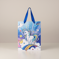 3D Glitter Paper Gift Bag Unicorn Magical Blue 23 X 18 X 10cm 1pc