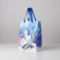 3D Glitter Paper Gift Bag Unicorn Magical Blue 32 X 25.5 X 11cm 1pc