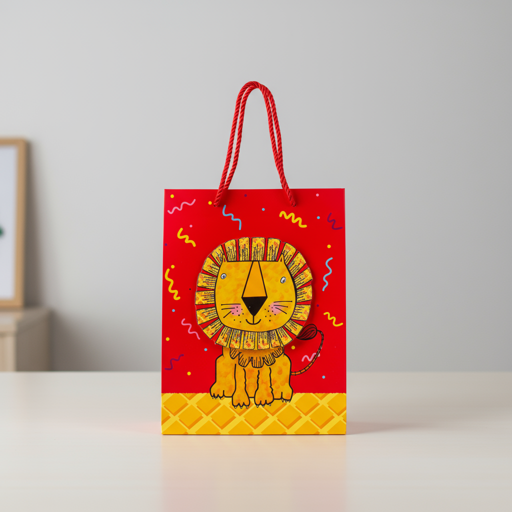 3D Paper Gift Bag Lion 23 X 18 X 10cm 1pc