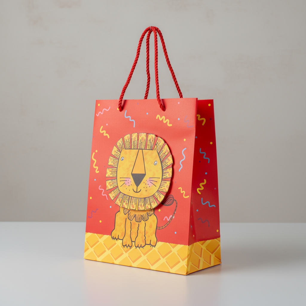 3D Paper Gift Bag Lion 32 X 25.5 X 11cm 1pc