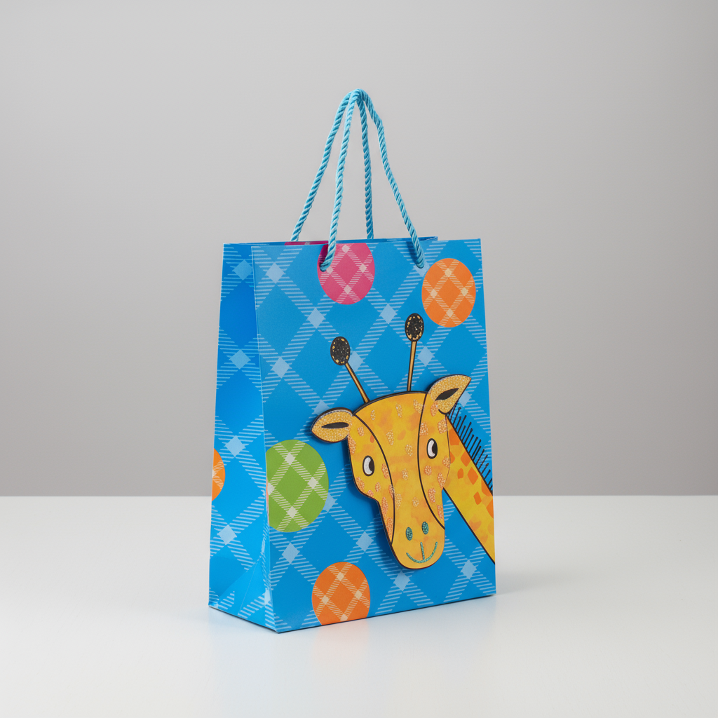 3D Paper Gift Bag Yellow Giraffe 32 X 25.5 X 11cm 1pc