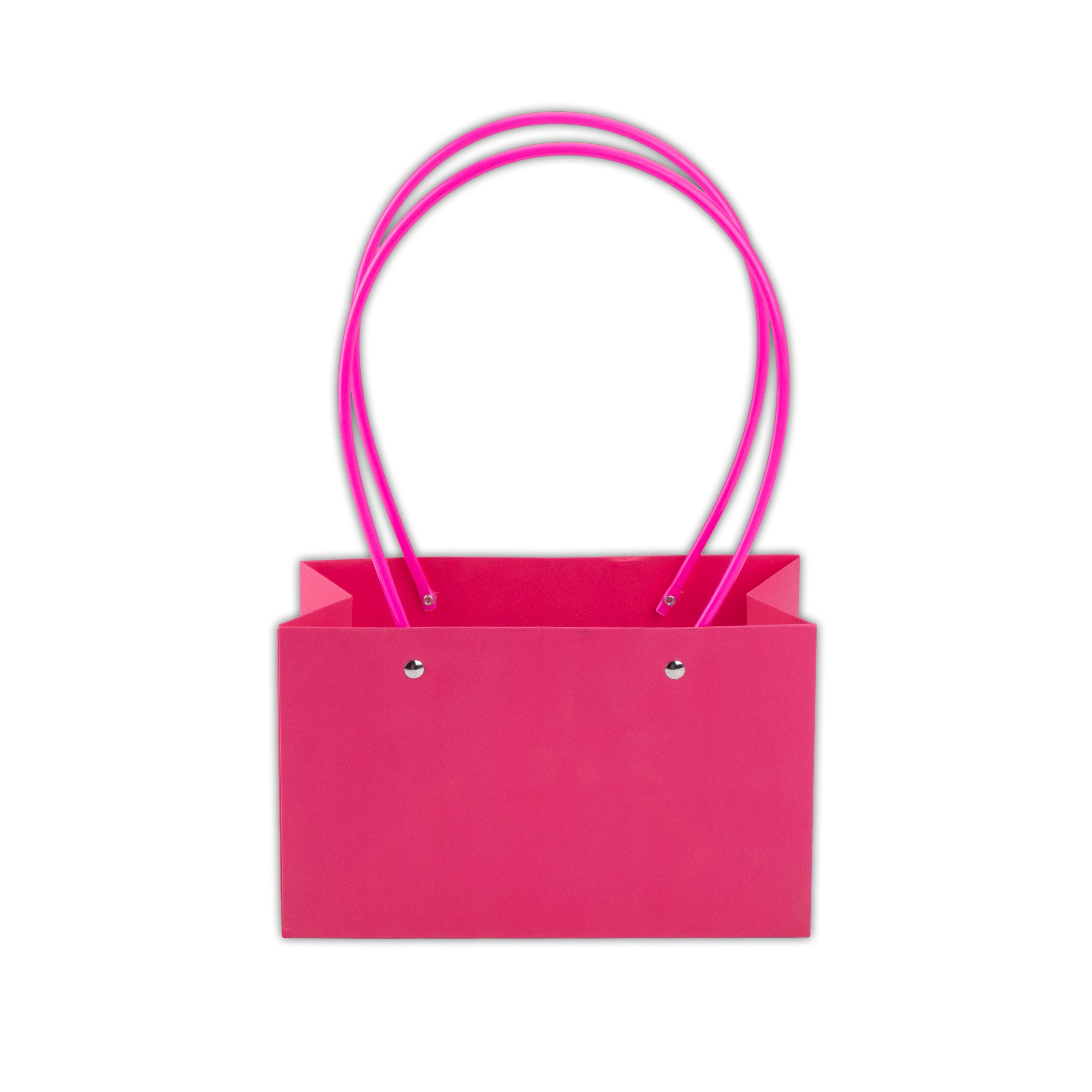 Paper Gift Bag With Straw Handle Pink 8.5x12.5inch 1pc