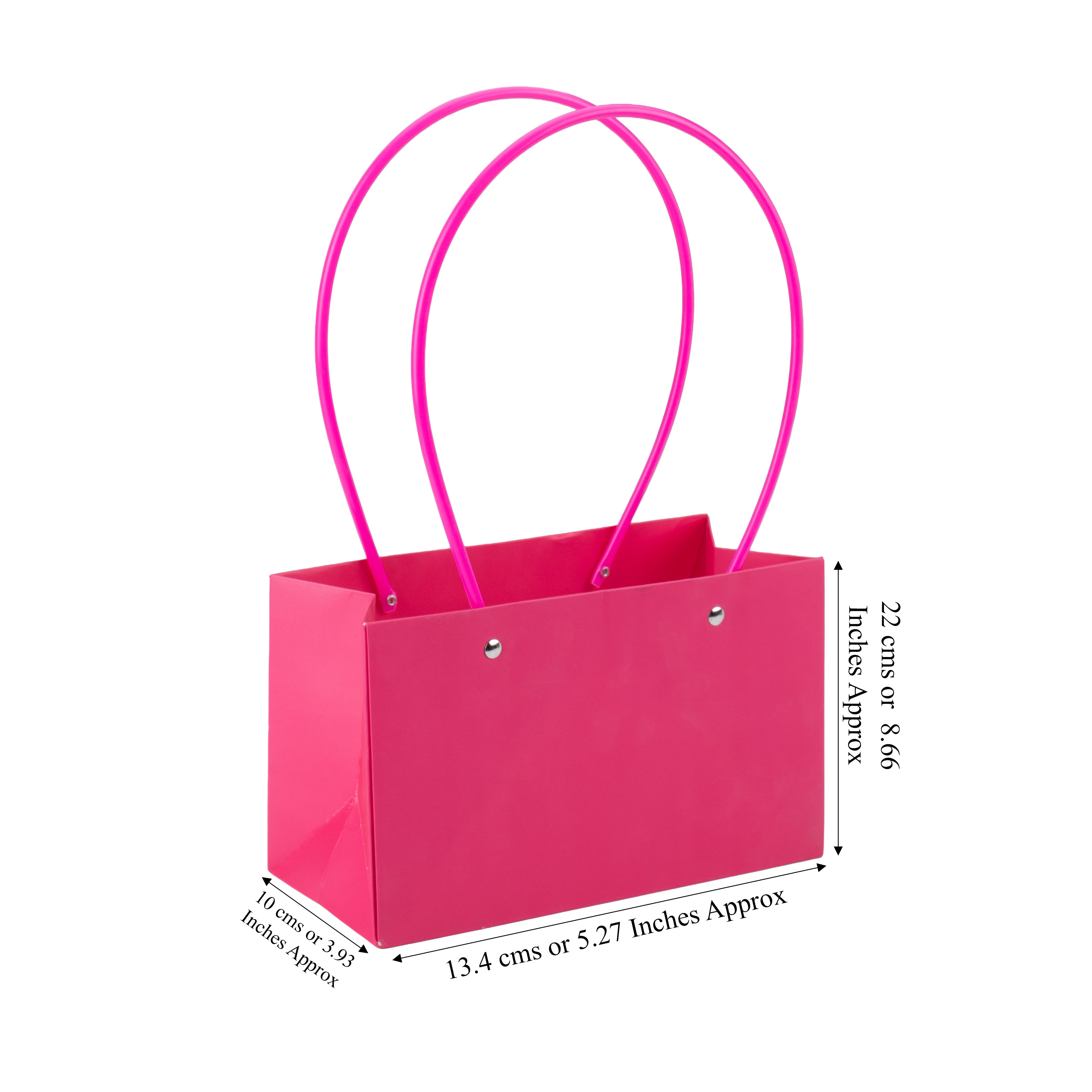 Paper Gift Bag With Straw Handle Pink 8.5x12.5inch 1pc