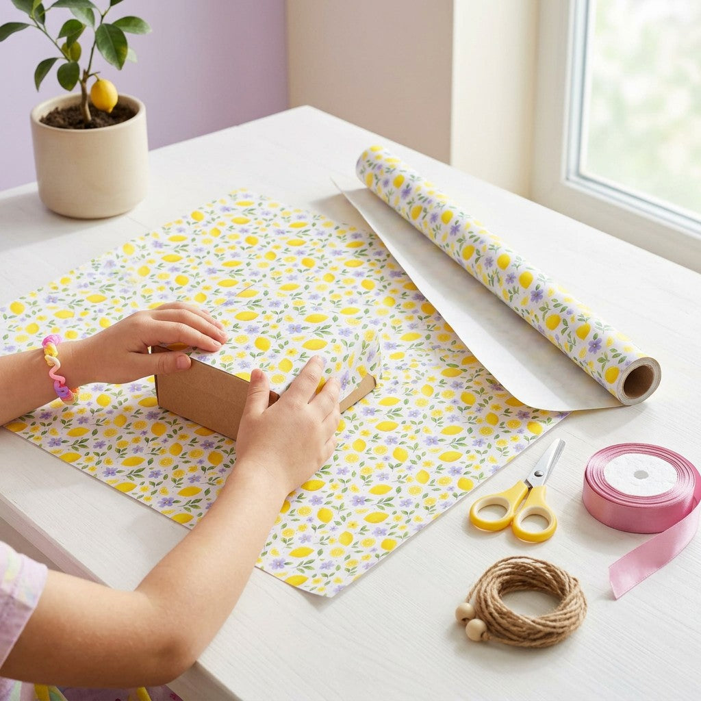 Gift Wrapping Paper Lemon Blossom 27.75 X 19.29inch 1 Sheet