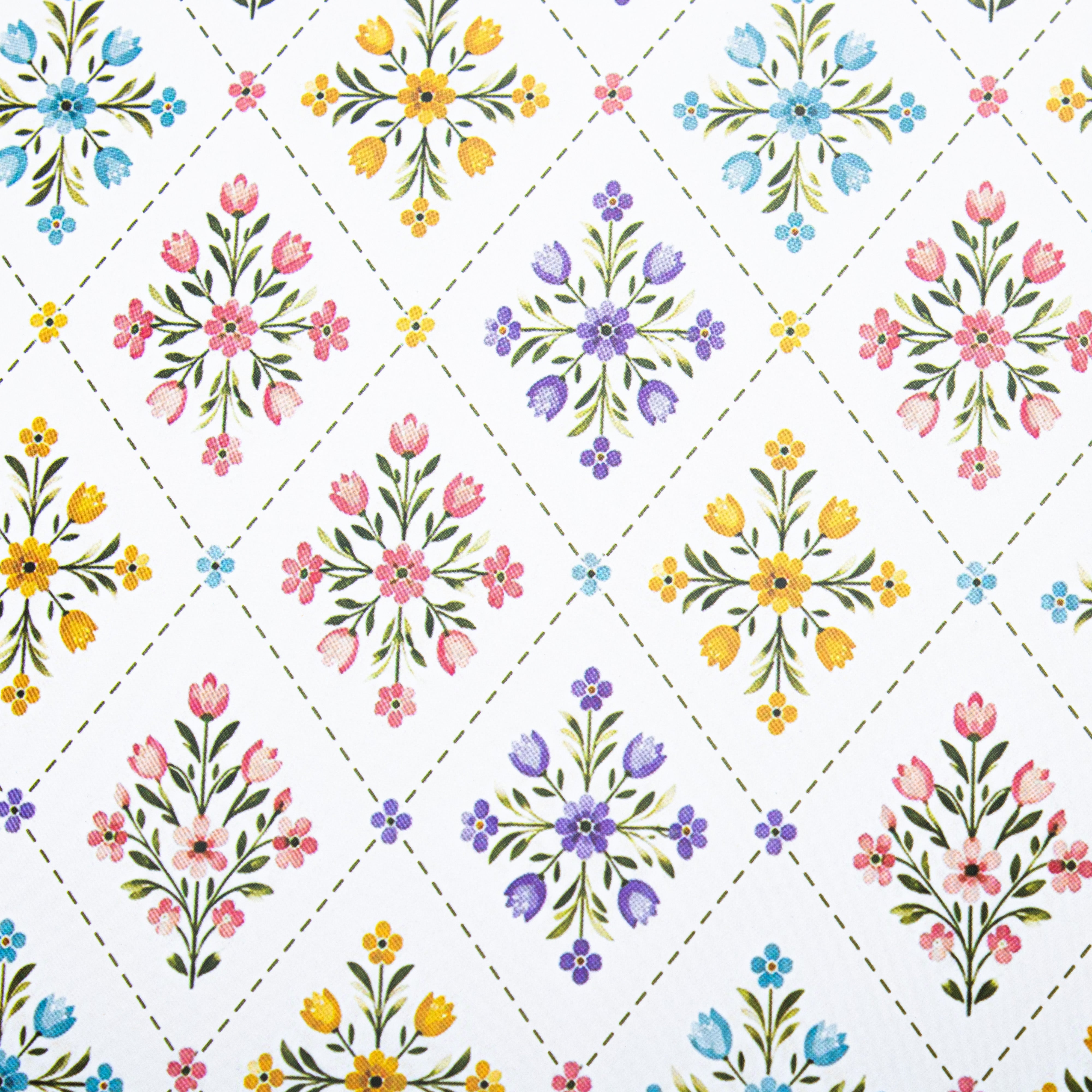 Gift Wrapping Paper Floral Medallions 27.75 X 19.29inch 1 Sheet