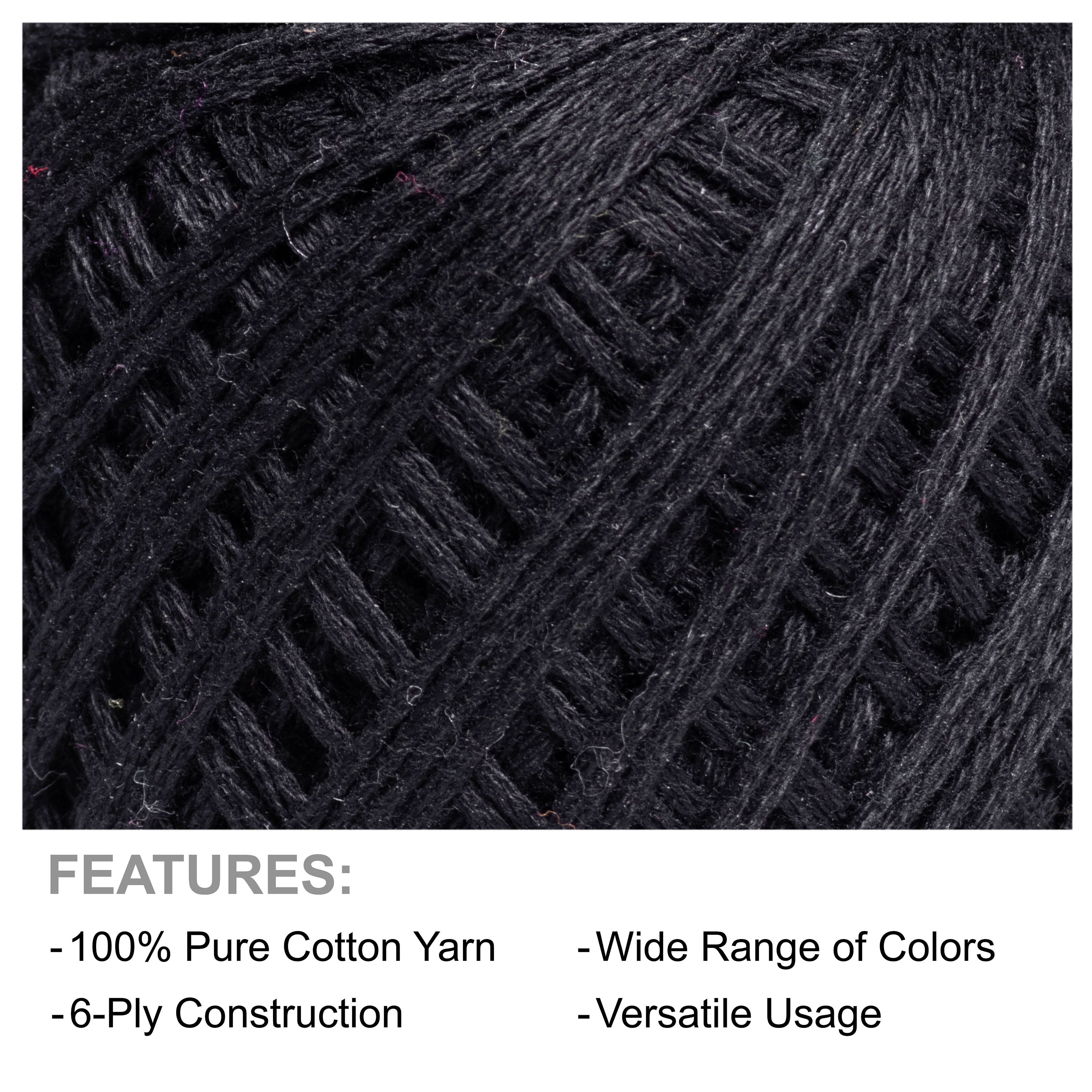 Crochet & Embroidery Thread - Cotton, 6 Ply, Black, Approx. 32mt, 10g Ball