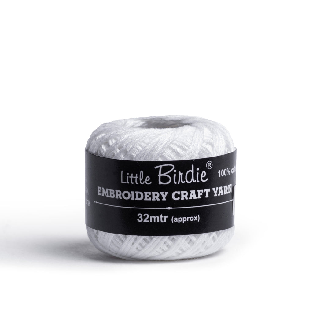 Crochet & Embroidery Thread - Cotton, 6 Ply, White, Approx. 32mt, 10g Ball
